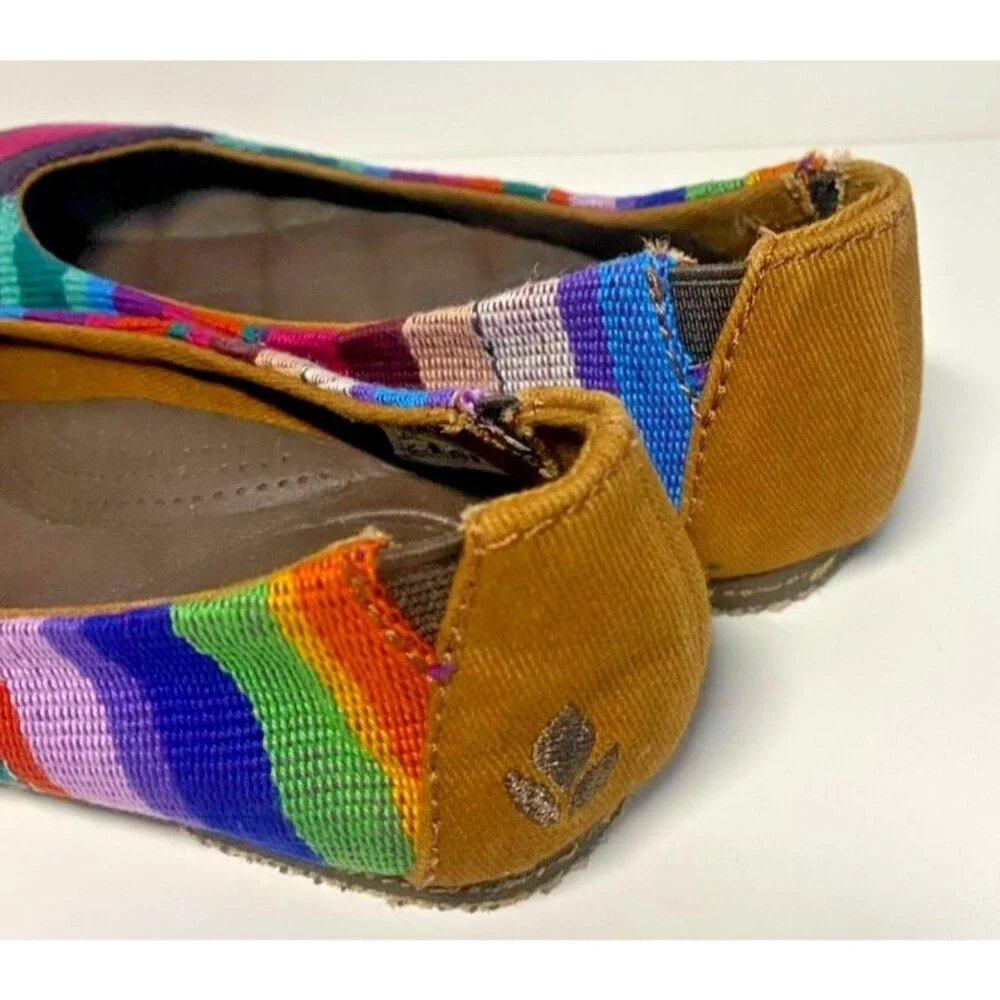 Reef Tropic Girl's Size 11 T Rainbow Stripe Ballet Flats Mex Boho Beach Colorful